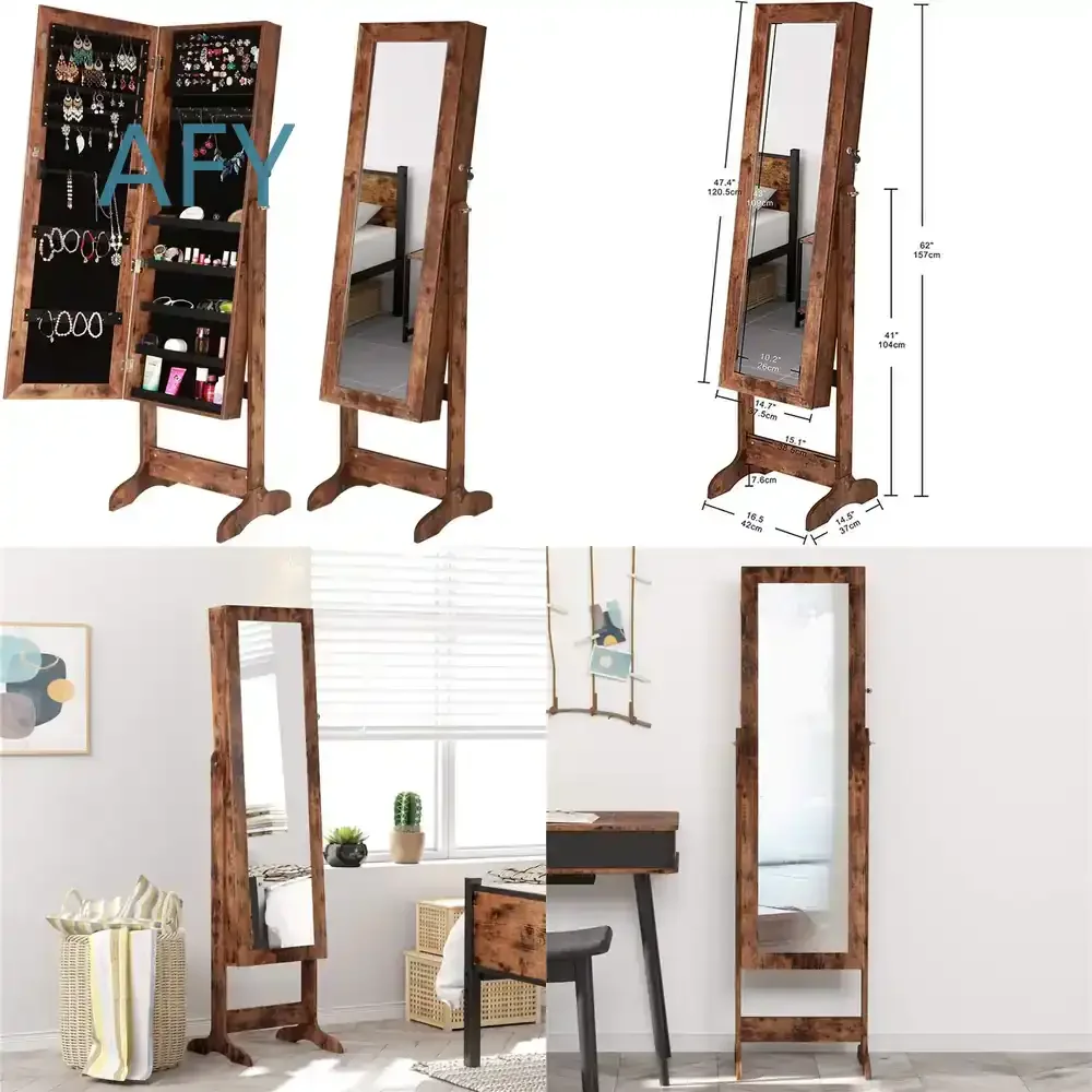 Simple Style Bedroom Furniture Floor Mirrored Antique Jewelry Cabinet for Jewelry for Home Decor Living Room Bedroom Storage