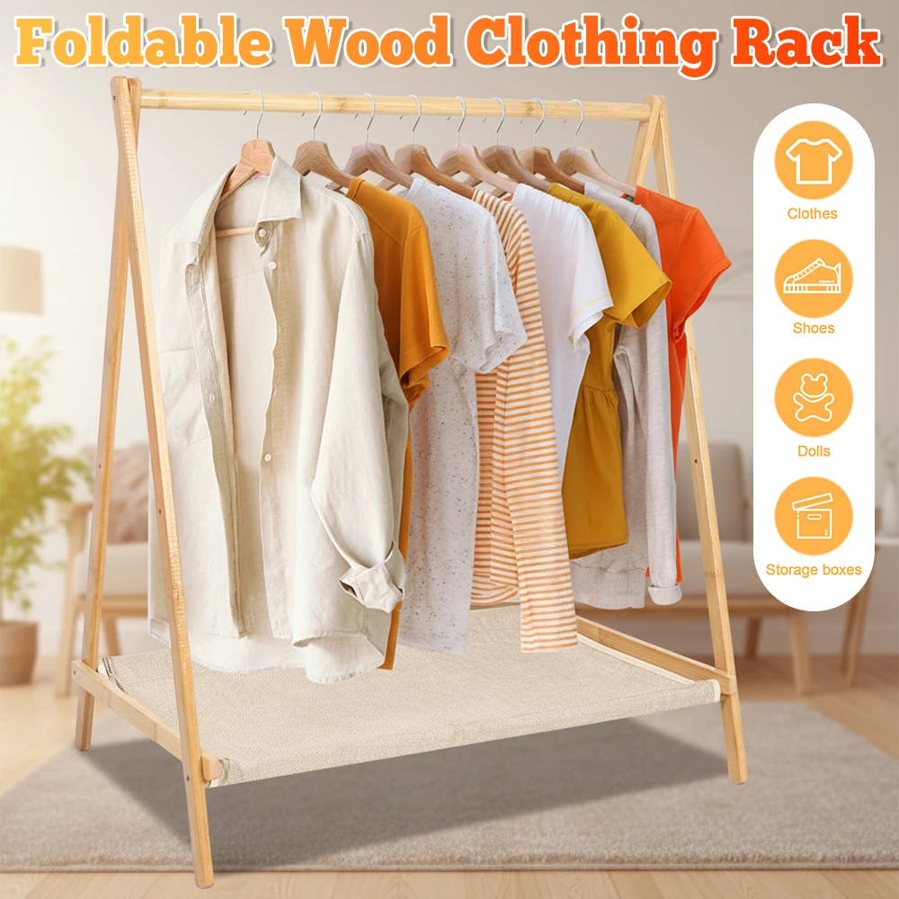 

Складная деревянная вешалка для одежды, вешалка для одежды, шкаф, стеллаж для хранения одежды, органайзер, полки для подвешивания прихожей, спальни