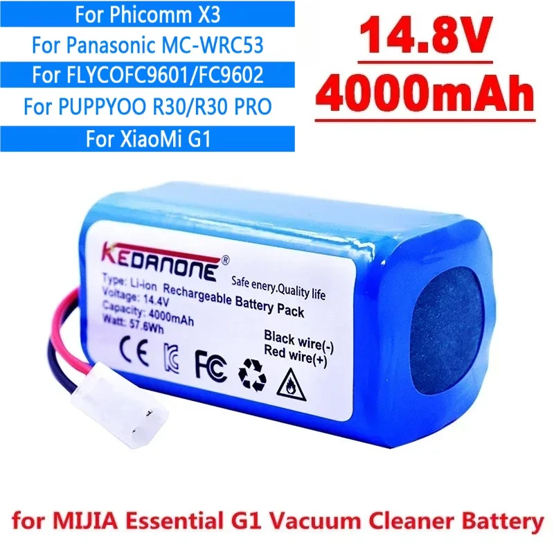 Neuer 4S1P 14,4 V 4000 mAh Li-Ionen-Akku, für XIAOMI MIJIA Mi Robot Vacuum-Mop Essential G1 MJSTG1, SKV4136GL H18650CH R30 R35