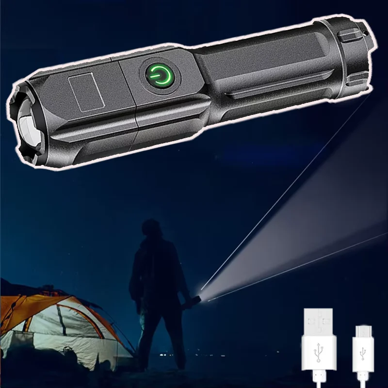 

Telescopic Zoom Flashlight 2025 New Arrival Universal Outdoor USB Charging Compact Strong Light Flashlight Auto Accessories