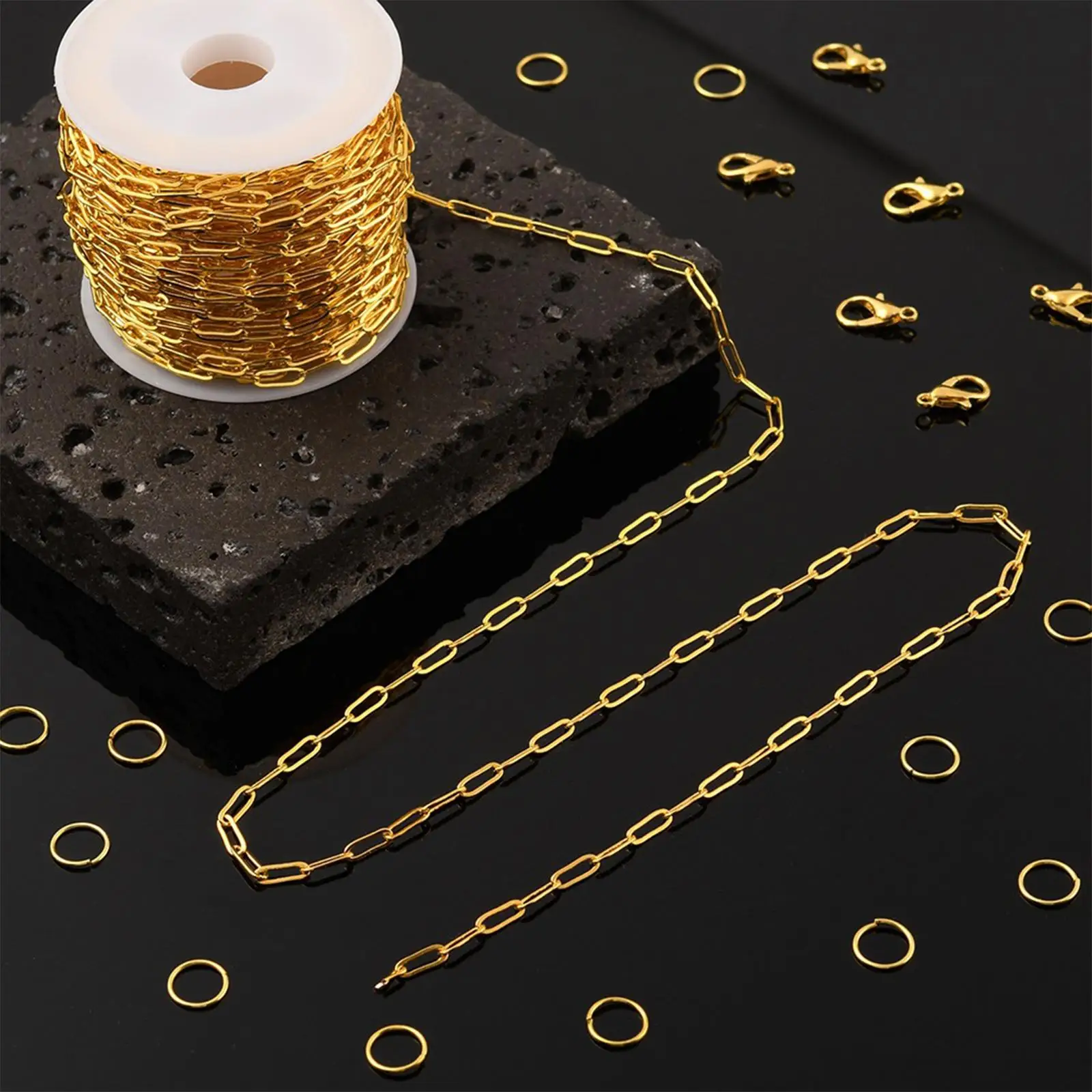 Jewelry Making Accessories Gold Plated Brass Chain Roll 10m with Lobster Clasps Jump Rings for DIY Necklace Bracelet Crafts