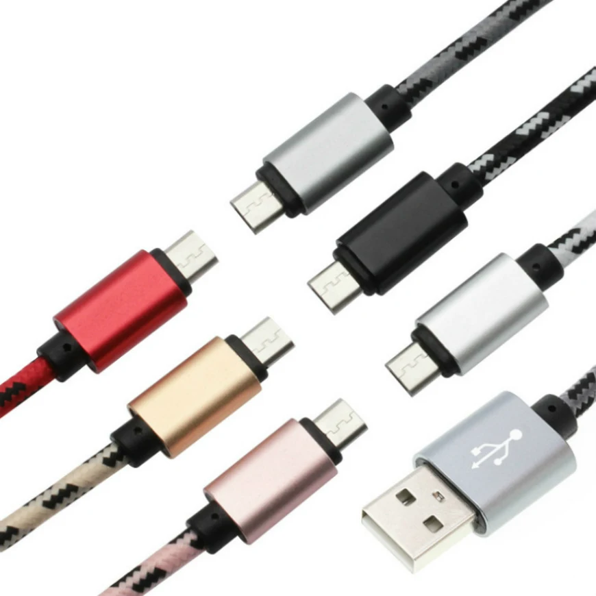 

50Pcs/lot 1M 2M 3M Fabric Cable Micro USB To 2.0 USB Data Sync Charger Date Line Adapter Cord for Samsung Xiaomi Huawei HTC