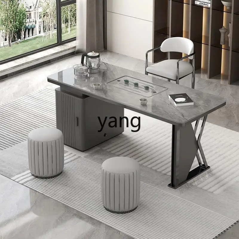 

tgf High-End Light Luxury Rock Plate Tea Table and Chair Set for Home Living Room Balcony Office Tea Table