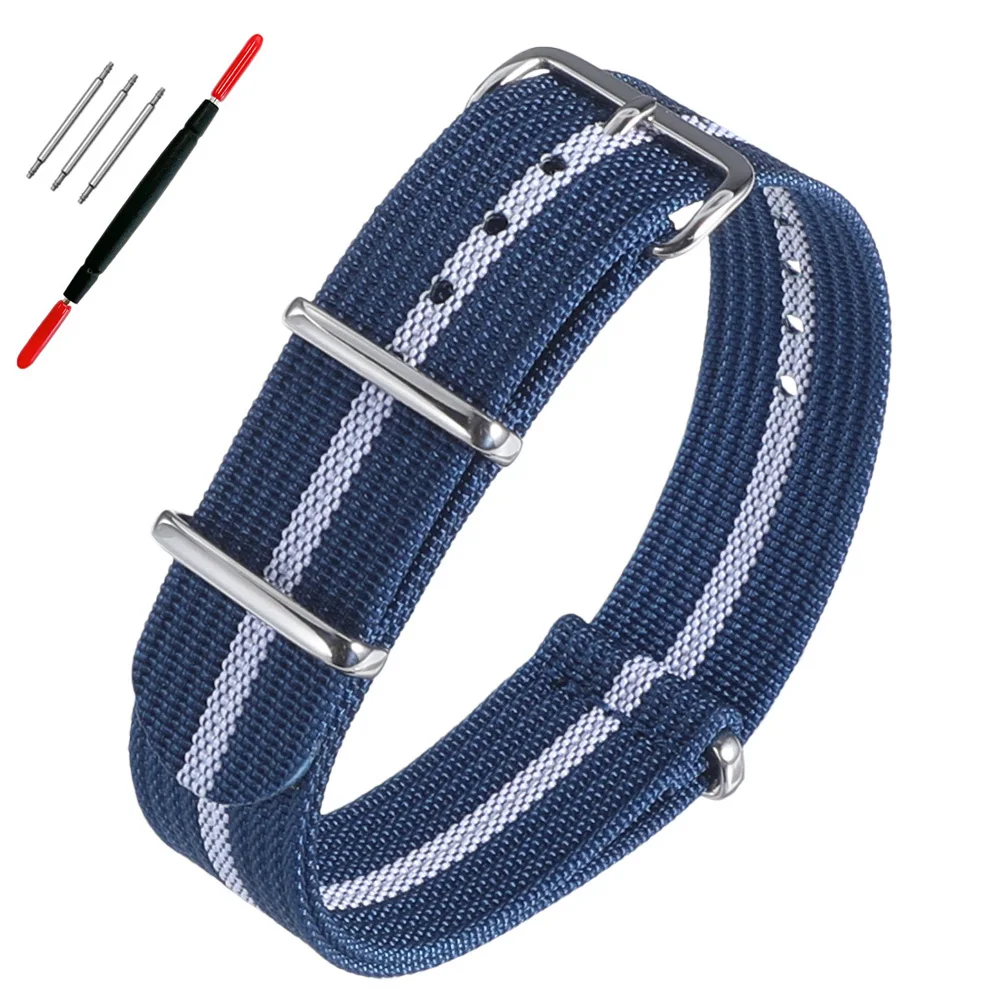 Neues geripptes Nylon-Uhrenarmband, universelles Segeltuch-Uhrenarmband 16mm 18mm 19mm 20mm 21mm 22mm 24mm, Militäruhrenarmband – Detail 16