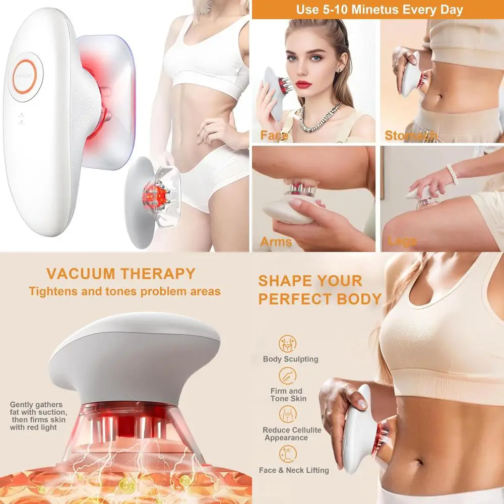 

Wireless Cupping Massager for Body Shaping - Portable Electric Massager for Women's Arms, Legs, Waist (White)