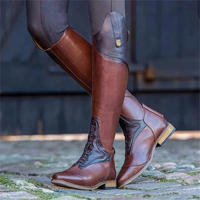 

SIMLOVEYO Over The Knee Boots Riding Bootie Ladies Long Tube Leather British Pointed Toe Heels 12 A4369
