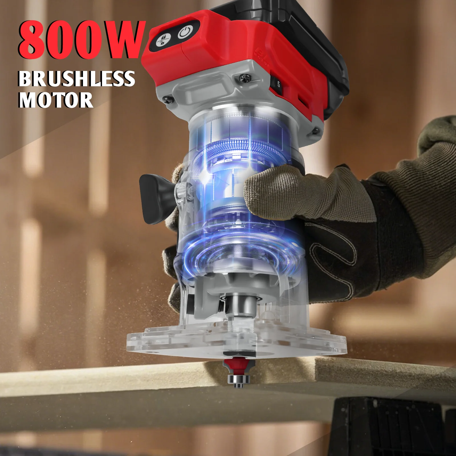30000RPM Brushless Electric Wood Router 5 Speeds 800W Cordless Handheld Trimmer Engraving Slotting For Milwaukee 18V Battery Pin