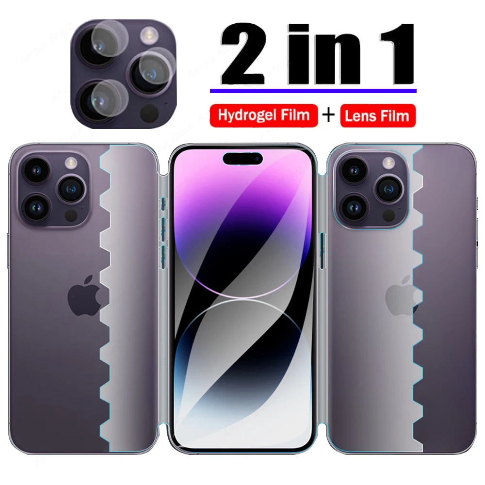

Гидрогелевая пленка 2 в 1 с бабочкой для iPhone 14 13 12 11 Pro Max Mini XR X XS Max 14 Plus, Защитная пленка для экрана