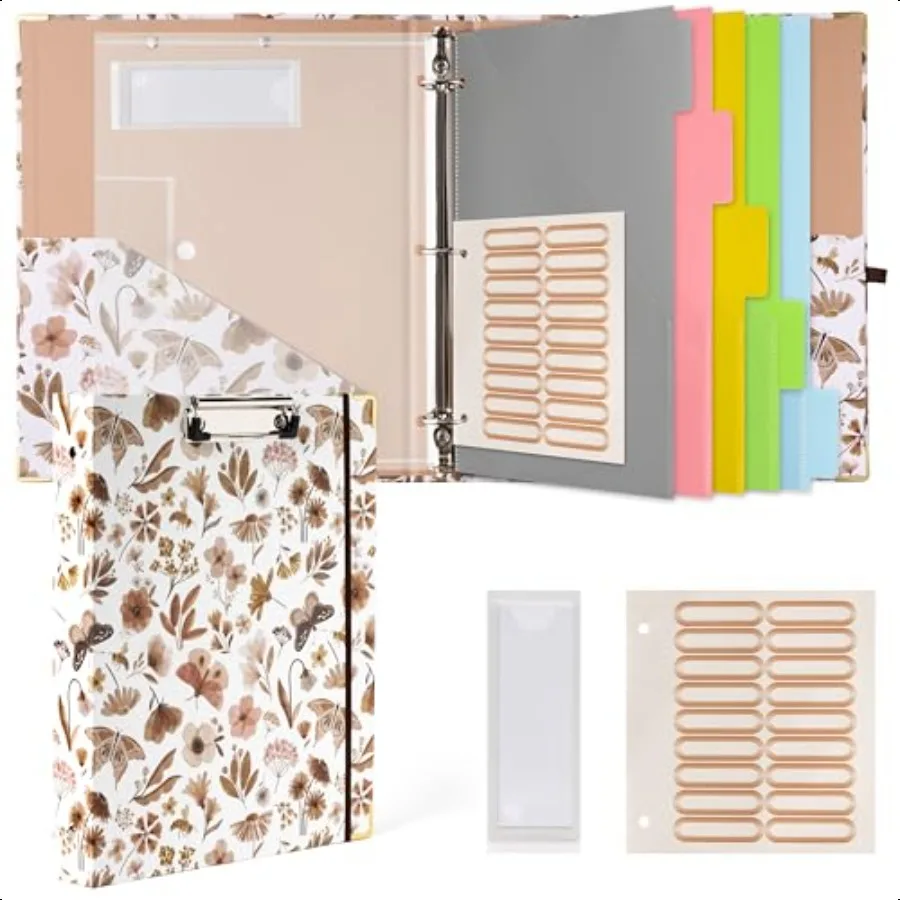 

3 Ring 1 Inch for Letter Clipboards Binder with Plastic Folder 5Tab Binder 18 Divider Stickers Hardcover File Folder Labels Cli