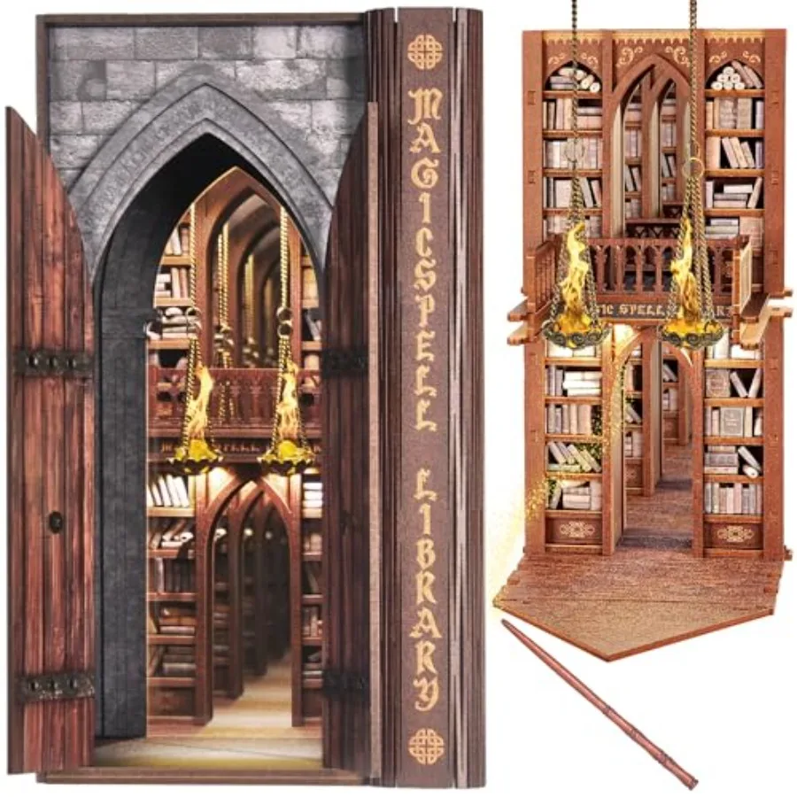 

DIY Book Nook Kit for Adults Infinite Magicspell Library Booknook with Flame Illusion