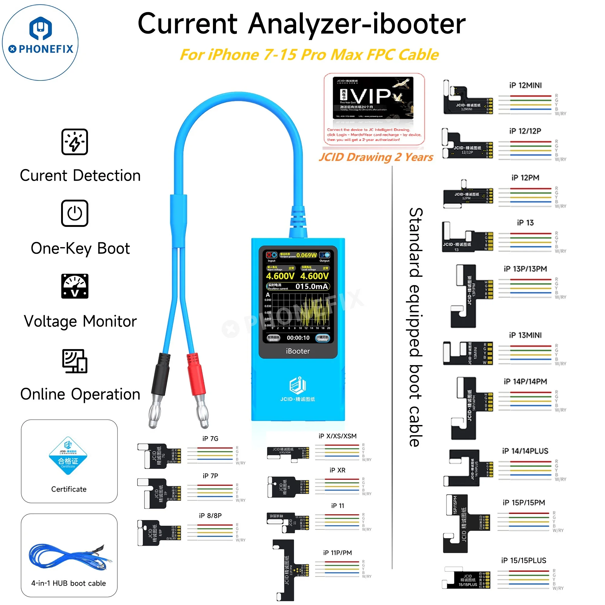 Imagem -03 - Jcid-analisador de Corrente-ibooter com Ponteiro Display Digital Inicialização Detecção e Análise de Corrente Uso com Desenho jc