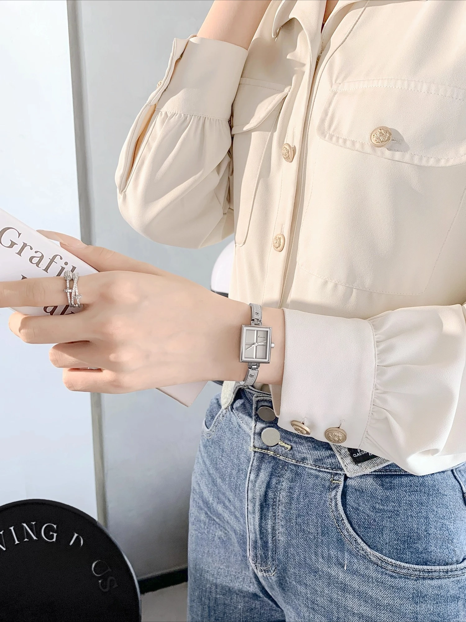 ساعة نسائية فاخرة بسوار مربع، نمط مربع صغير، نمط الطالب، وصول جديد 2026، اختيار راقي #3