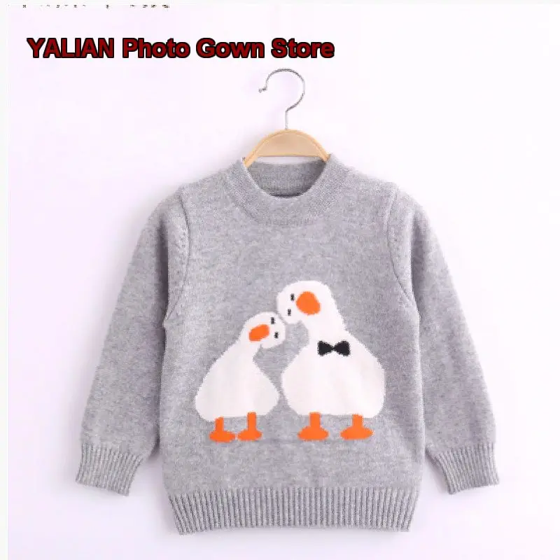 Infant Gray Duck Baby Knit Sweater Boys Cashmere Sweater Girls Base Layer Top Thick Kids