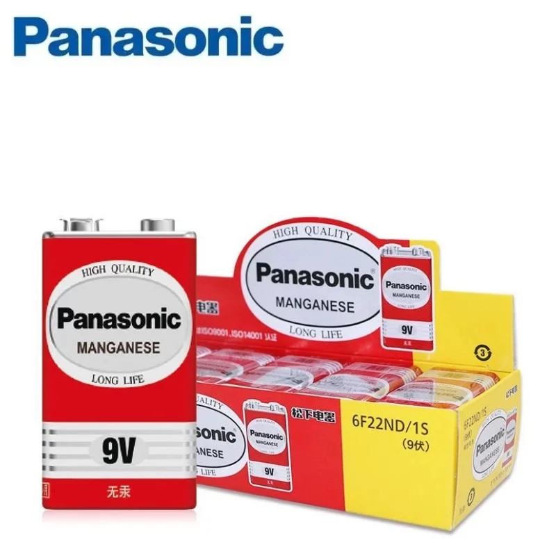 Original Panasonic 9V 6F22ND 6f22 Alkaline Battery for Alarm Wireless Microphone Mercury Free Long working life