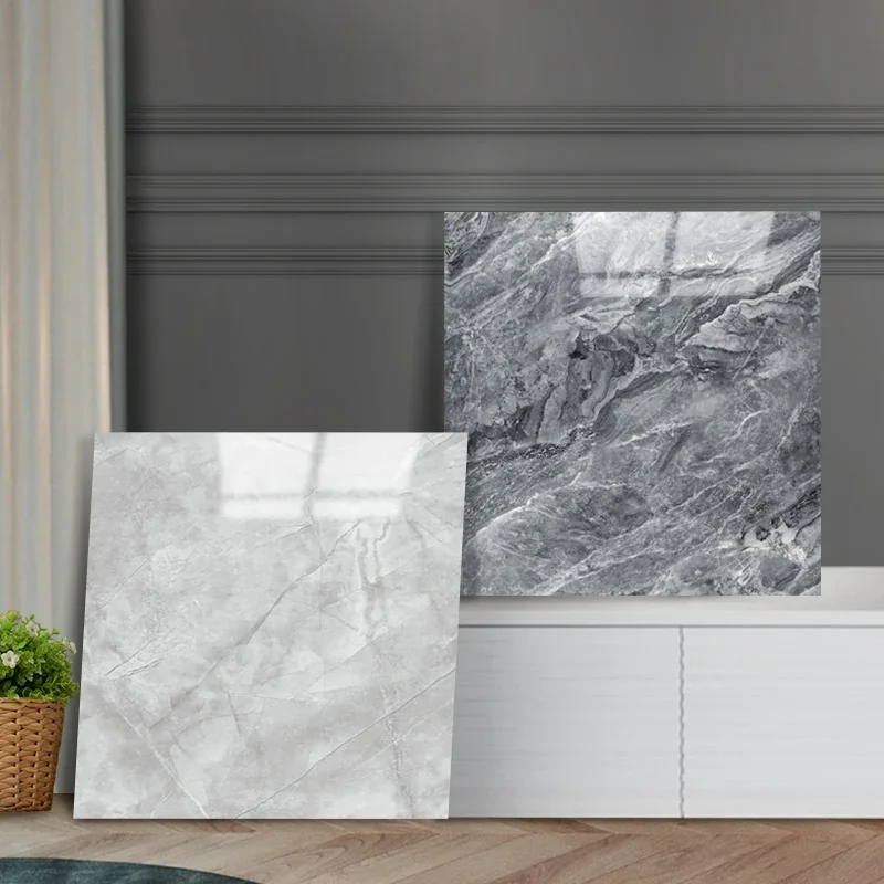 10 or 20 pieces PVC-based decorative floor and wall decals with marble texture, self-stick backing, water resistant, modern mini