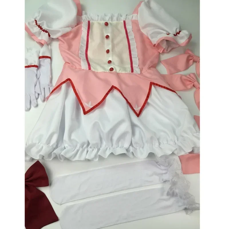 Puella Magi Magical Magical Girl Kaname Madoka Cosplay Costume Ball Dress Necklace Bowknotes Wig Shoes Cloth CMM221