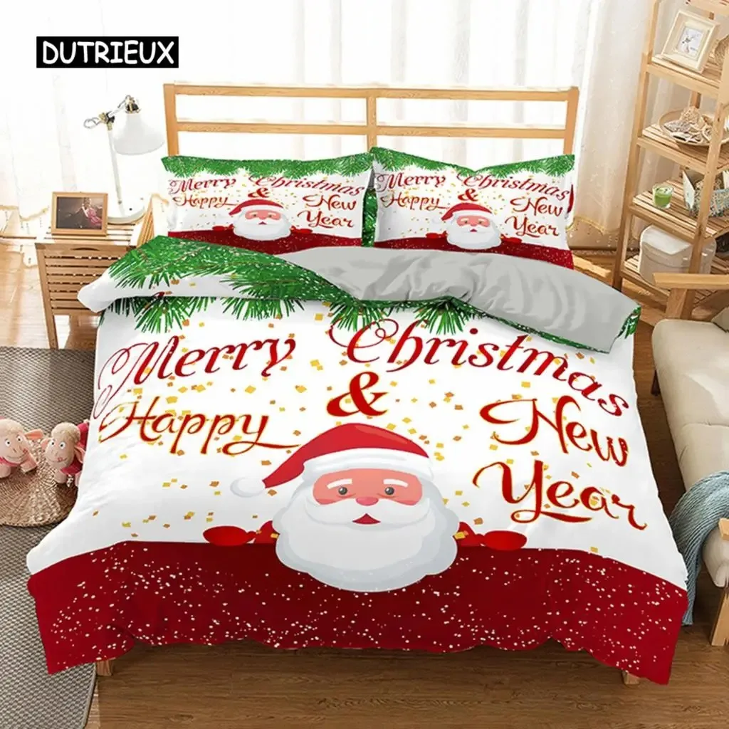 

3D Printed Merry Christmas Bedding Set QueenTwinKing Size Christmas Decoration Home Bedclothes with Bedding Pillow