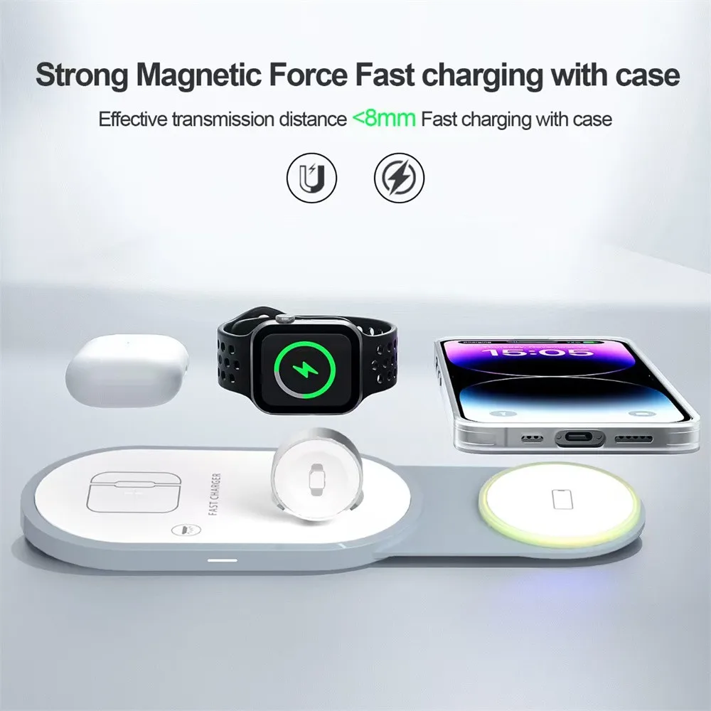 المغناطيسي شفط Magsafe شاحن لاسلكي وسادة قوس قابلة للطي بسرعة شحن لاسلكي محطة قاعدة مناسبة ل iPhone 16 15 14 Pro Max Apple Watch 9 8 AirPods Pro 3 2 #3