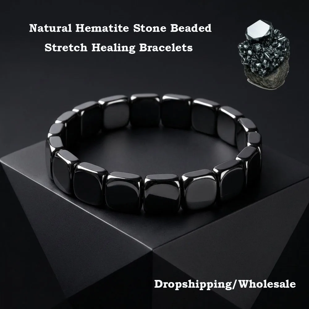 Hematite Bracelet Men Reclaim Your Edge Confidence Natural Hematite Stone Beaded Stretch Healing Bracelets Inspirational Gift