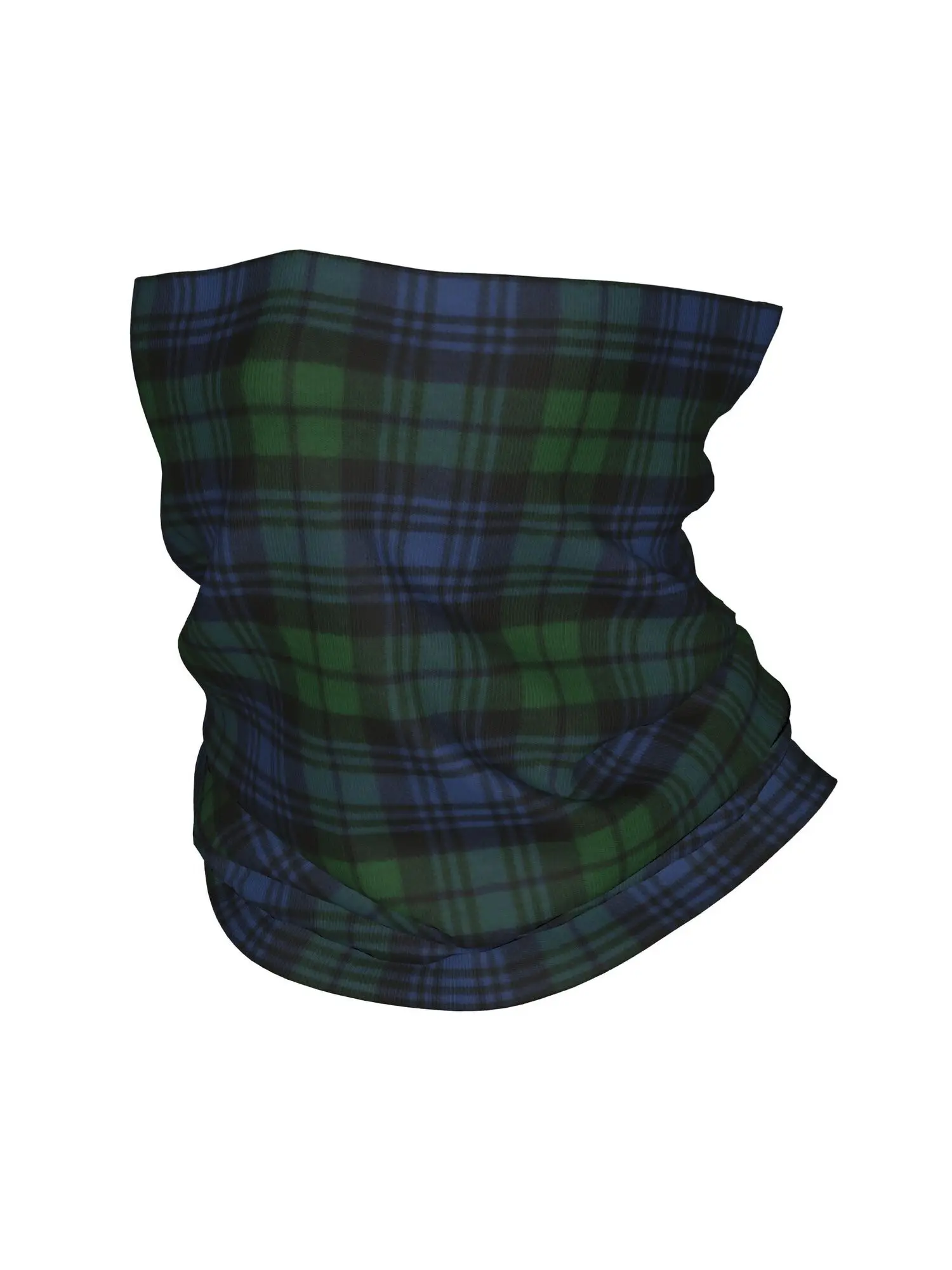 Custom Black Retro Scottish Tartan Bandana Winter Neck Warmer Wrap Face Scarf for Hiking Plaid Check Geometric Gaiter Headband