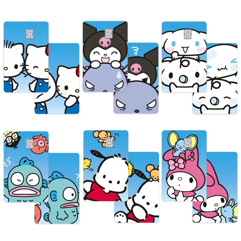 

Hello Kitty Kuromi Cartoon Credit Cards Skin Stickers for VISA Bank Card Bus Metro Access Card Protective Film Cover Sticker