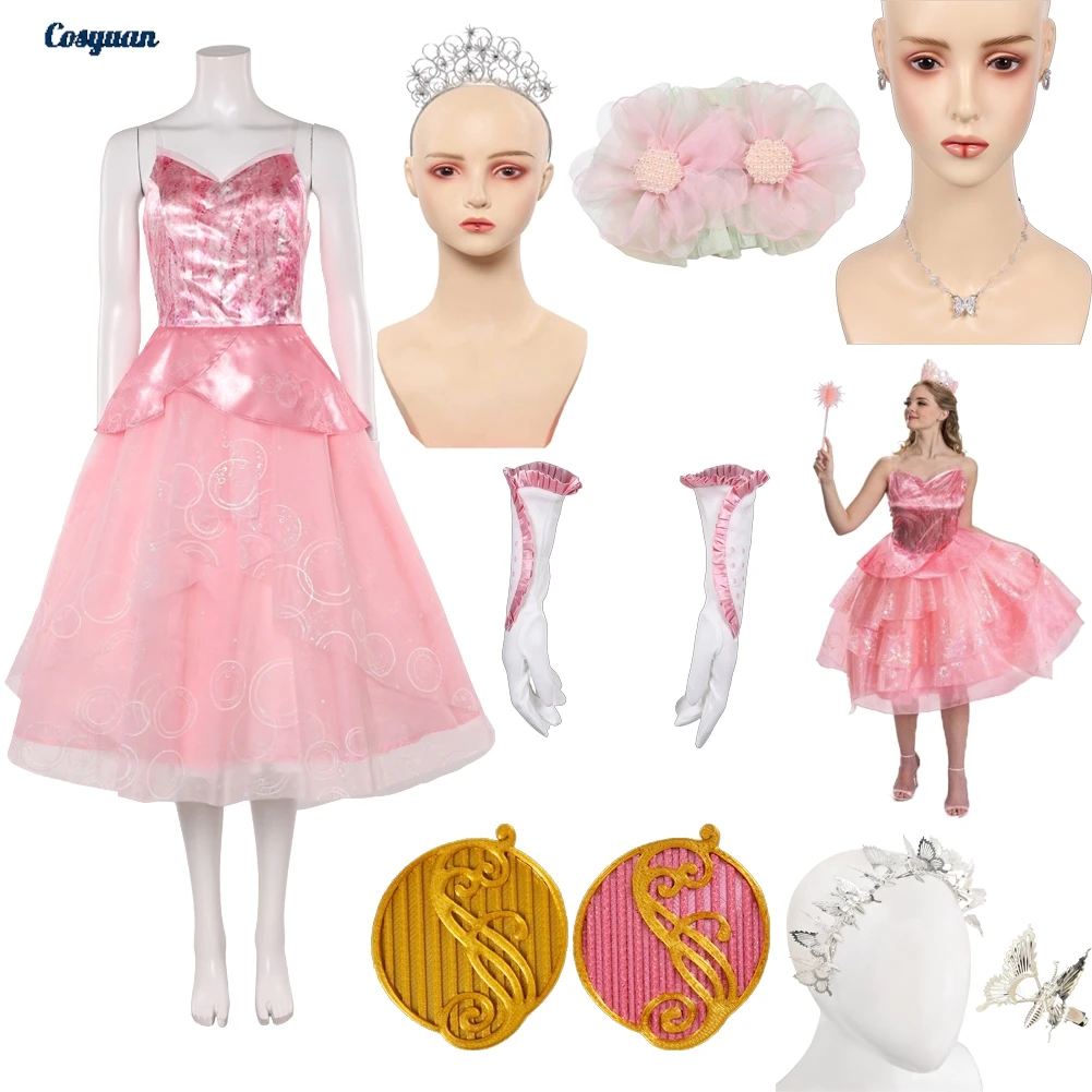 

Вик ​ 2, розовые платья Глинды для косплея, одежда для женщин, вечерние маскировочные костюмы для взрослых, костюм на Хэллоуин, карнавальные наряды для ролевых игр, костюмы