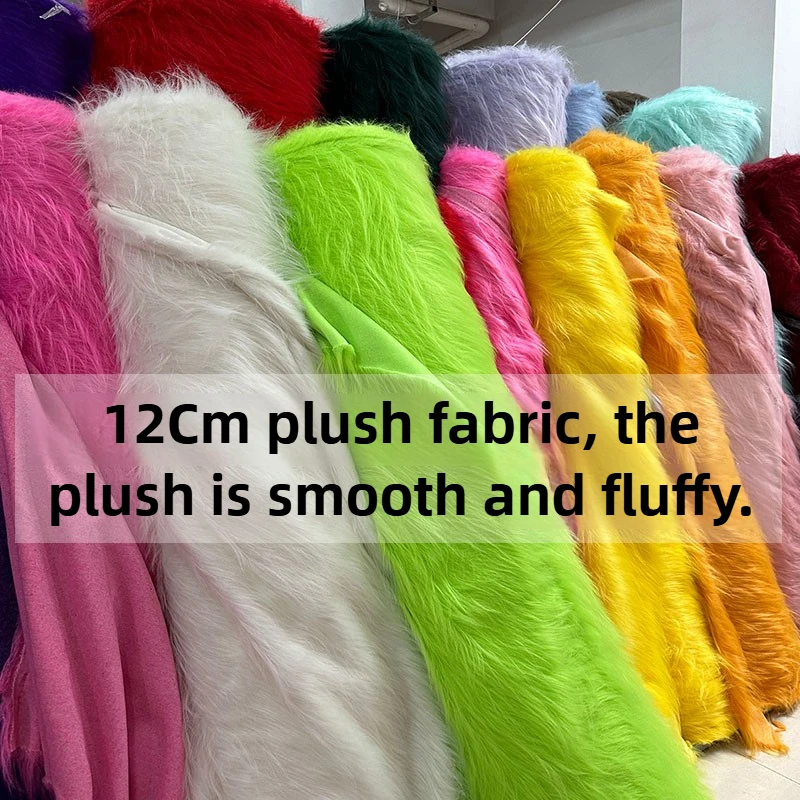 12cm Plush Fabric Artificial Fur Soft By The Meter for Cosplay Dolls Photo Decoration Carpet Diy Sewing Cloth Smooth Blue Purple