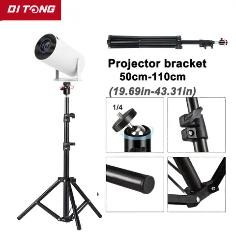 DITONG 110cm 1/4 나사 구멍 magcubic HY300 pro 프로젝터 삼각대 스탠드 마운트 HY320 미니 프로젝터 용 범용 휴대용 브래킷