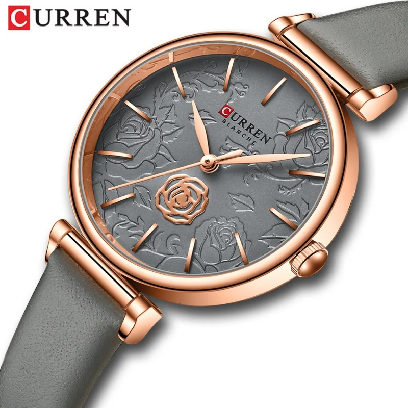 Curren 9078 Women's Leather-Belt Watch Waterproof Quartz Watch Fashion Casual Watch