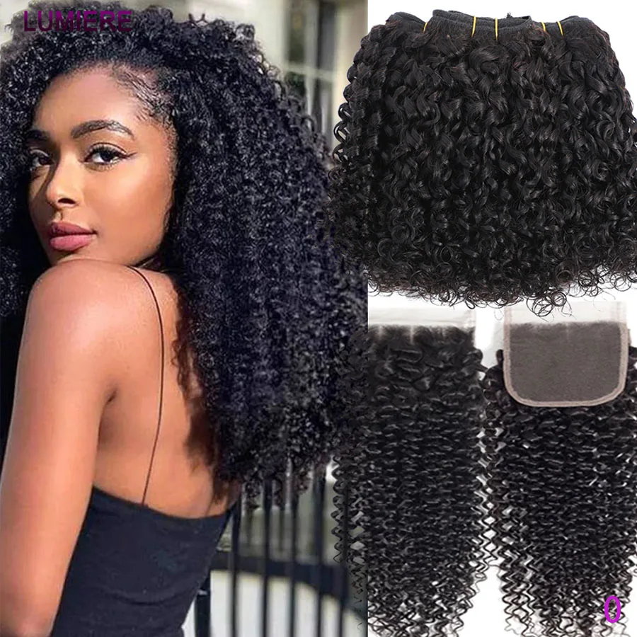 Bouncy Burmese Pixie Curly Human Hair Bundles with Closure Frontal 20A  Closure And Bundles  Burmese Virgin Hair Extensions