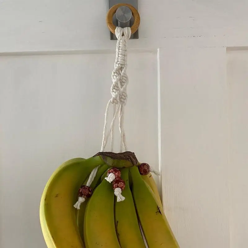 Banana Rope Hanger Stylish Hanging Banana Holder Stand Non-slip Banana Hanger Boho Home Decor Fruits Rack Kitchen Storage Stand