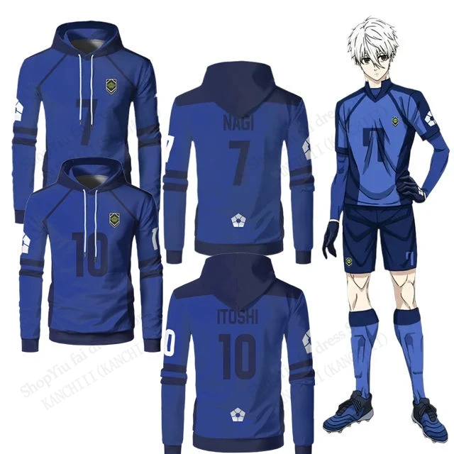Sudaderas con capucha con estampado 3d de Anime Blue Lock para hombre y mujer, Sudadera con capucha de Isagi Nagi a la moda, abrigo Unisex, sudaderas para hombre, ropa deportiva, chaquetas