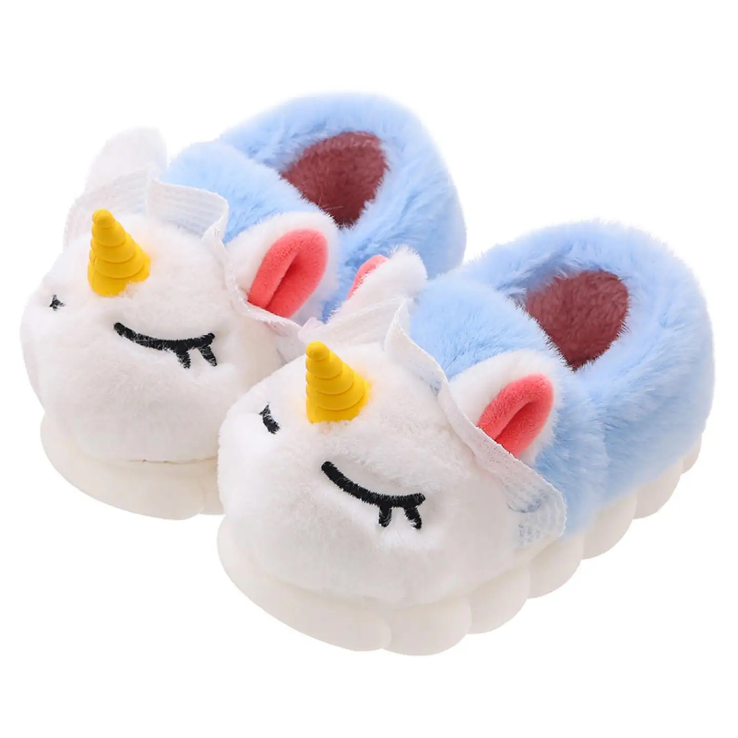 

Closed-Back Indoor Slippers Girls Unicorn Slippers Winter Warm Cotton Slippers Anti-Slip Plush House Shoes