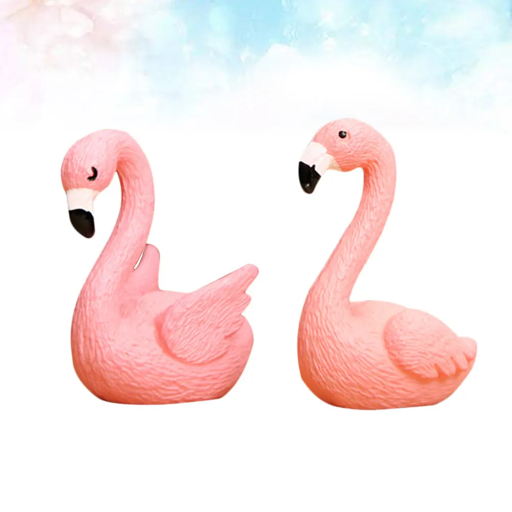 16Pcs Flamingo Mini Ornament Set Flamingo Cake Topper for Wedding Birthday Party Cake Decoration DIY Micro Landscape Garden