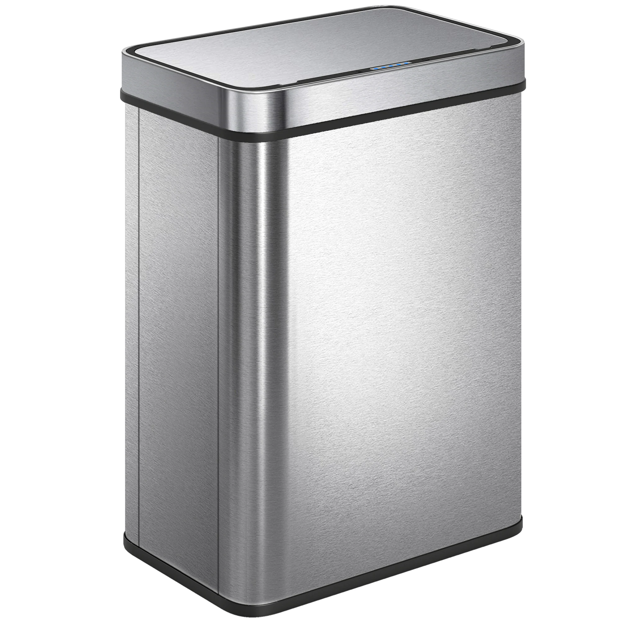 Cubo de basura con sensor de 50 L con tapa de cierre suave, cubo de basura automático de acero inoxidable para cocina, plateado