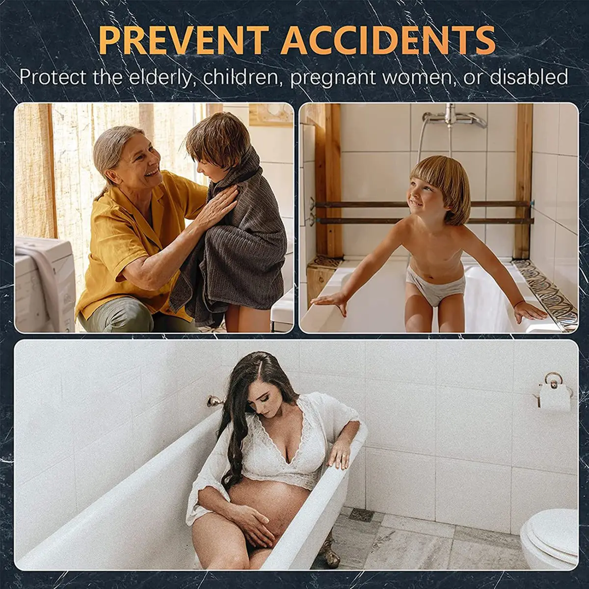 滑り止めシャワーグラブバー、テクスチャードハンドル付き、クロームメッキ、ステンレススチール、バスルーム、12インチ