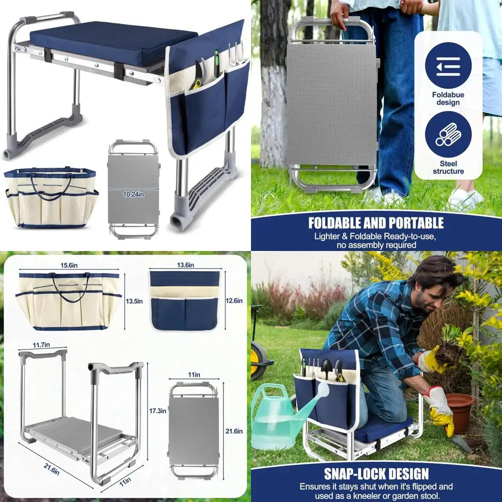 

Складное садовое сиденье на коленях с толстой широкой подушкой для комфортного колена и сидения, предотвращает боль в коленях и спине, тяжелый ду