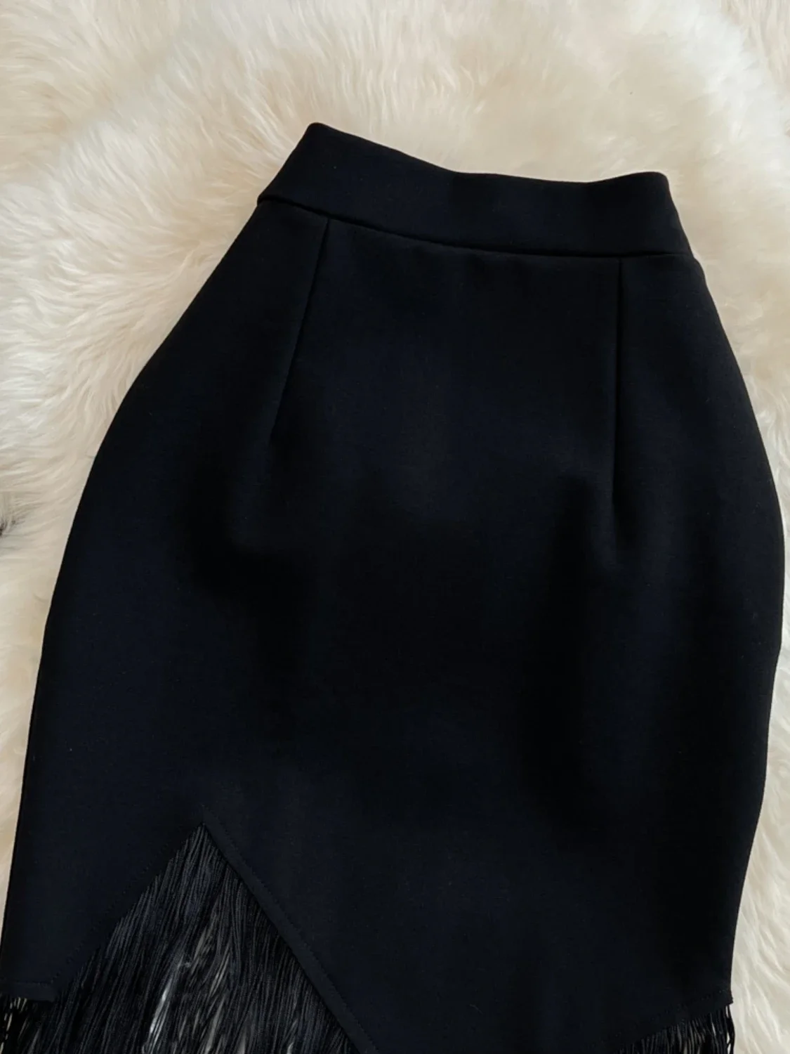 2022 New Summer Tassel Stitching Black Skirt for Women High Waist Irregular Slim-Fit Sexy Hip Mini Skirt Female One-Step Faldas