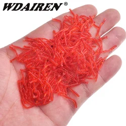 50 or 200 Pcs Lifelike Red Worm Soft Lure Earthworm Winter Rock Fishing Silicone Artificial Bait Fishy Shrimp Additive Bass Carp