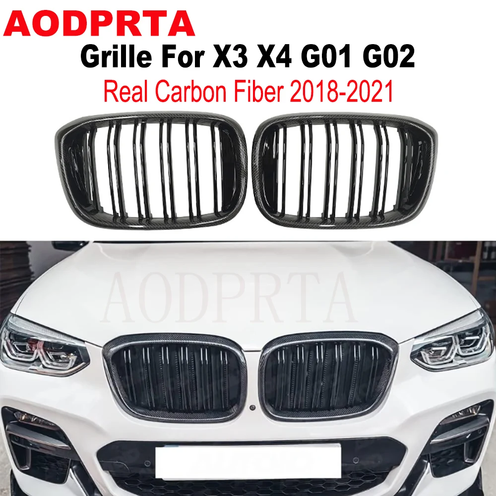 

3k Twil Real Carbon Fiber Front Bumper Grille Mesh Hood for BMW X3 X4 G01 G02 G08 Pre-LCI 2018 2019 2020 2021