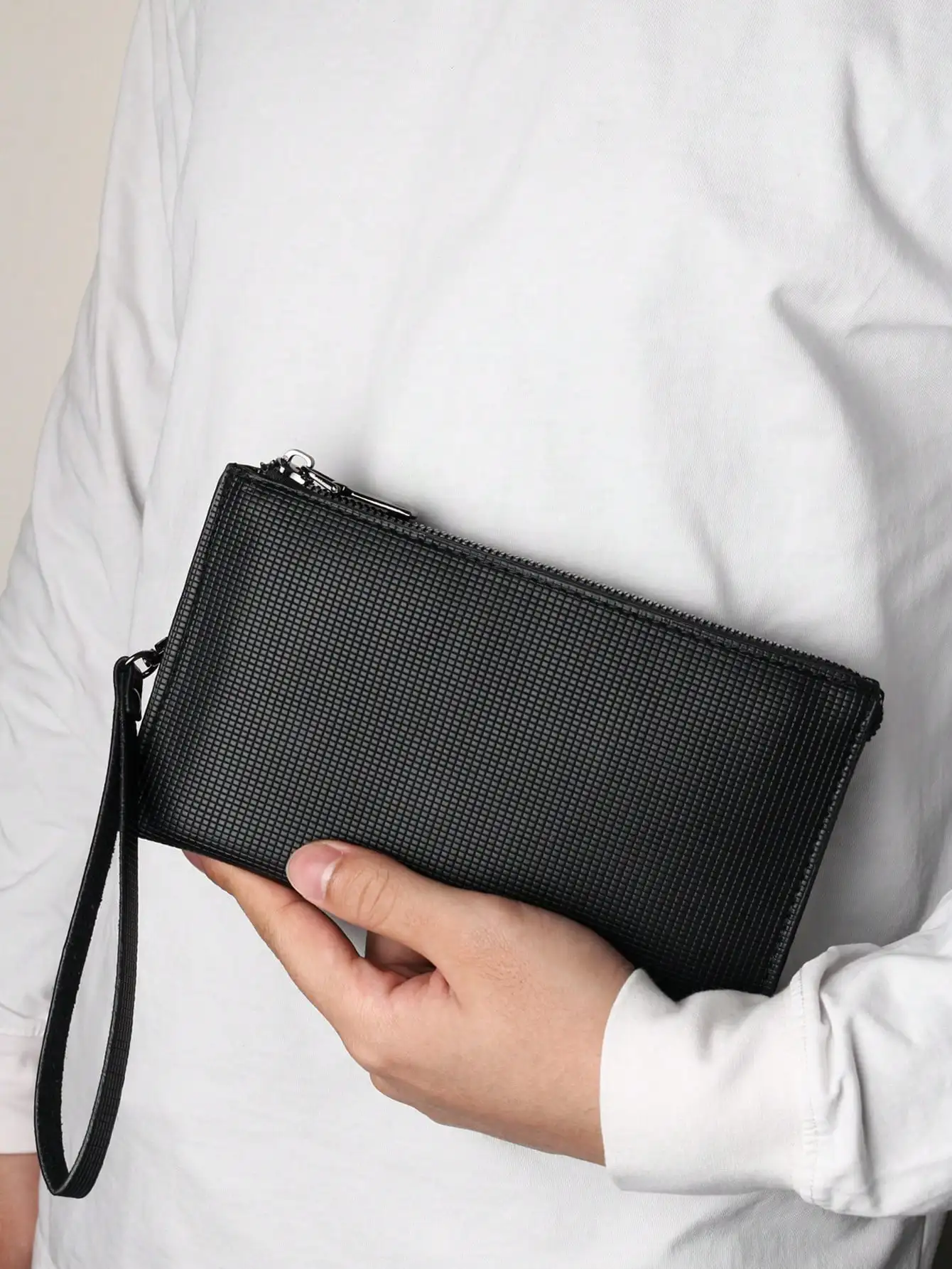 Simple Basic Large Capacity Clutch Bag Business Casual Outdoor Portable Dual Compartment Phone Bag Wristlet Bag Handbag Clutch