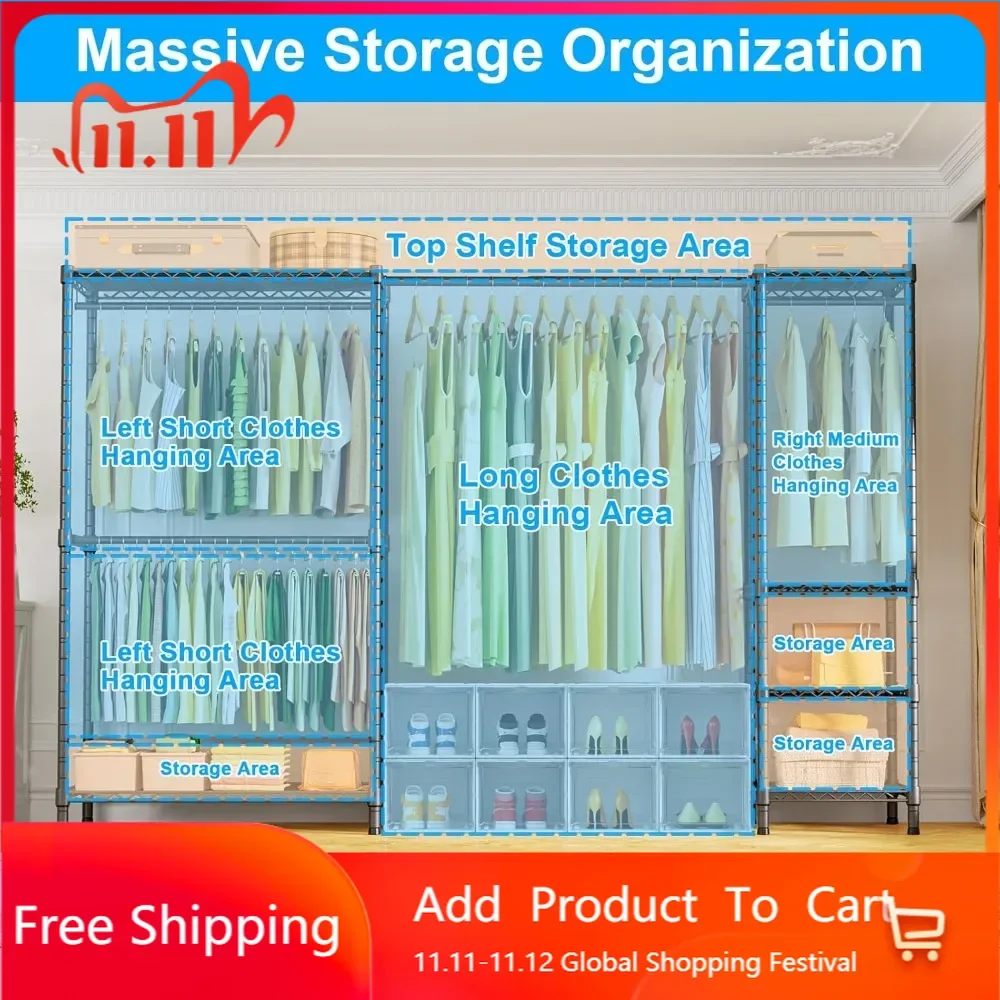 

e10 clothes rack（with stretchable hanger rod）freestanding clothing racks for hanging clothes，adjustable closet organizer system