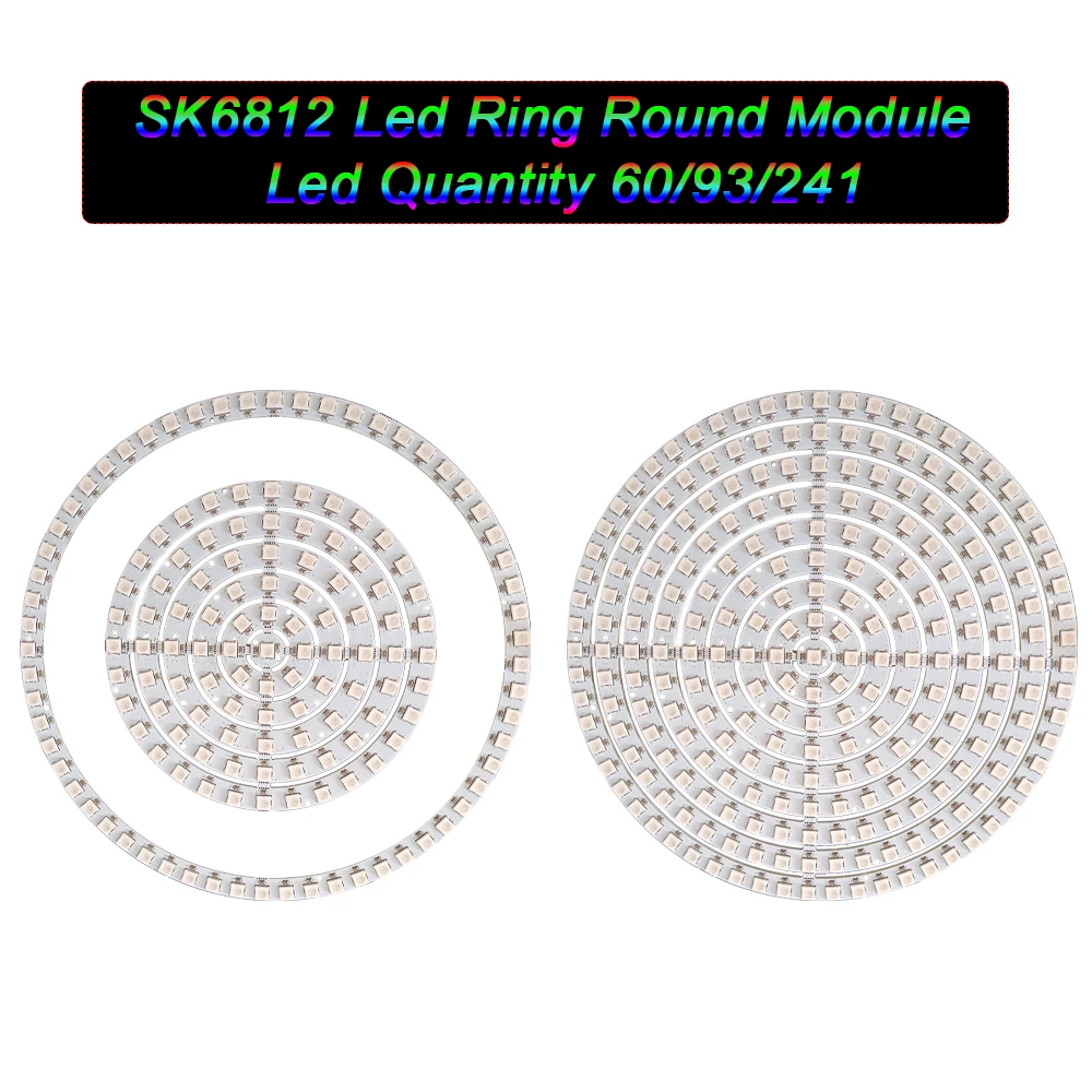 SK6812/WS2815 DC 12V LED Ring Light Color 3Pins Individual Pixels Round Module 5050 RGB Built-in IC Black White PCB