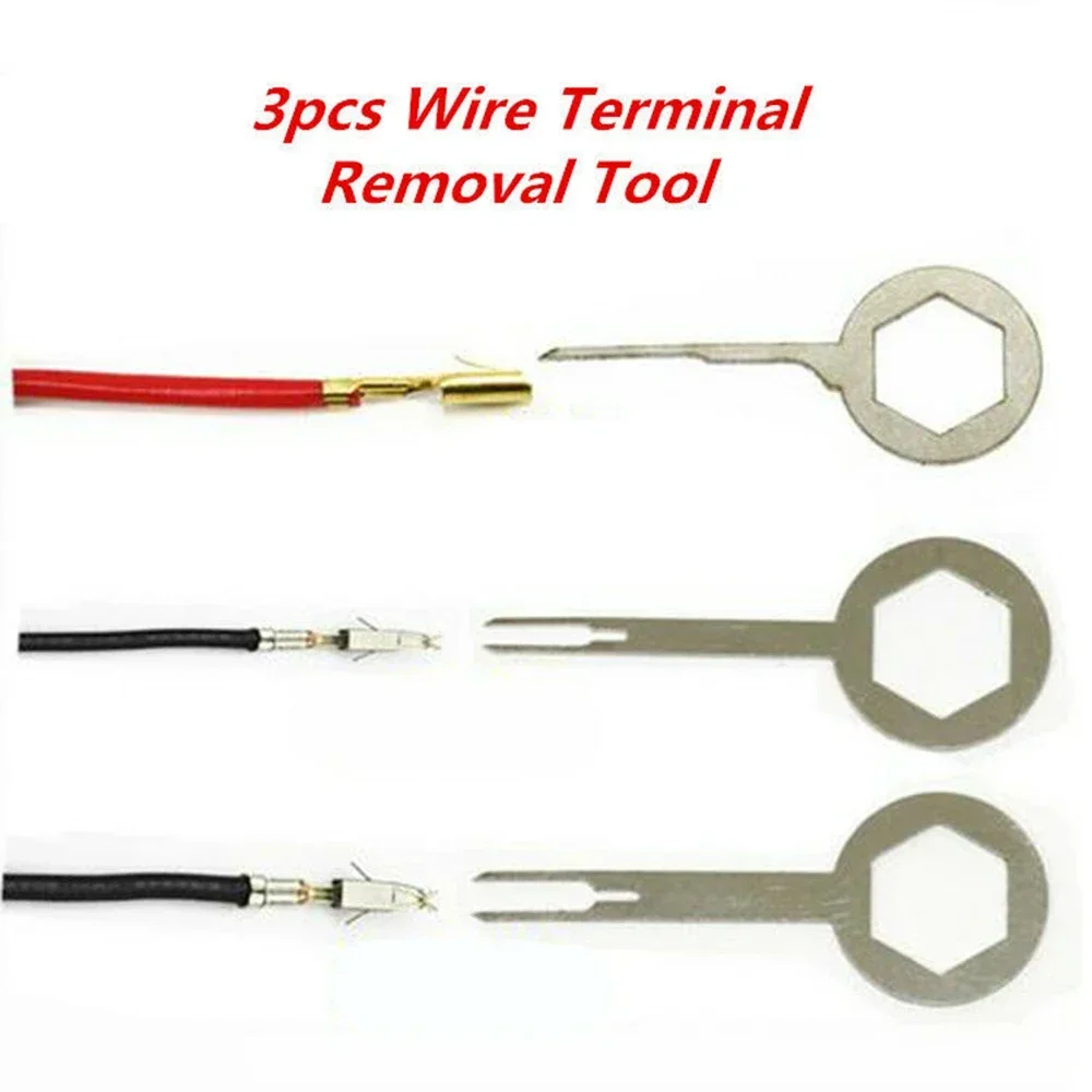 VERYUS 3pcs Stainless Steel Car Electrical Terminal Key Pin Wiring Crimp Connector Removel Puller Tool Car Electrico Repair Hand