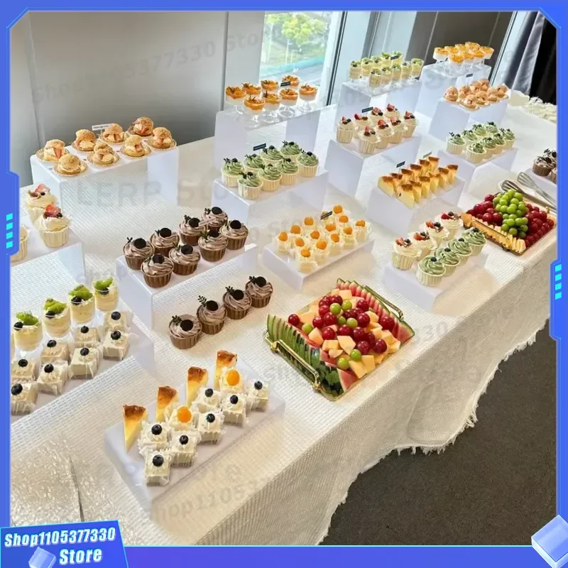 4 Tier White Acrylic Food Display Stand Luxury Wedding Buffet Riser Tray Set for Party Catering Dining Rack Decoration Luxury