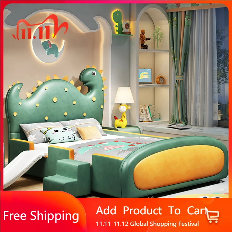 

Luxury Boys Leather Double Bed Modern Luxury Loft Baby Children Beds Frame Queen Princess Letto Matrimoniale Unique Furniture