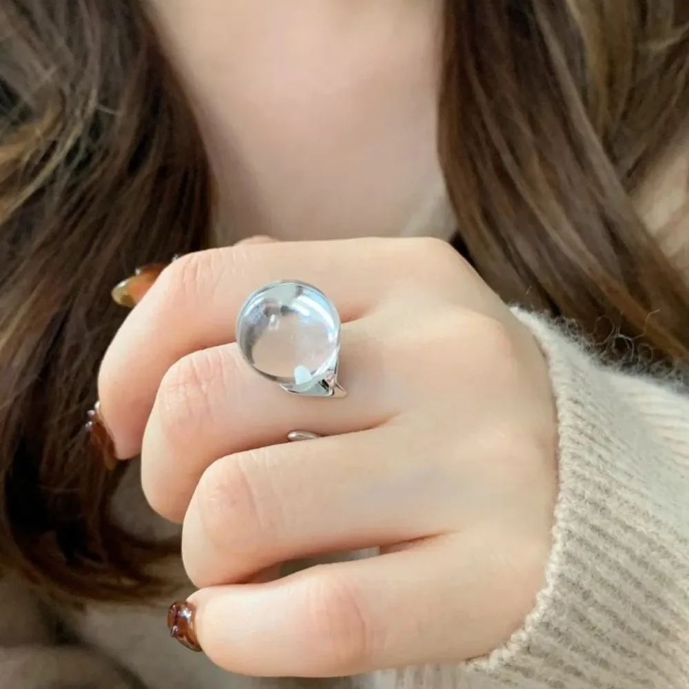 

PANJBJ стерлингового серебра 925 пробы геометрическое кольцо для женщин кристалл капли воды панк преувеличение творчество модные ювелирные изделия подарок Прямая поставка