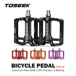 TOSEEK 4.0 Bicycle Pedal 3 Bearings Bike Pedal Anti-slip Footboard Bearing Quick Release Aluminum Alloy Bike Accessories