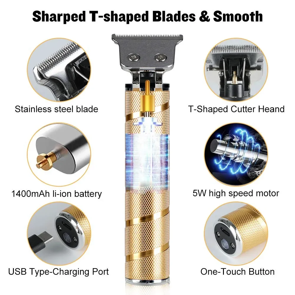 Cordless Professional Hair Trimmer for Men, Beard & Hair Clipper, Lithium Ion Electric Cutting Machine, 0mm Bald Headed