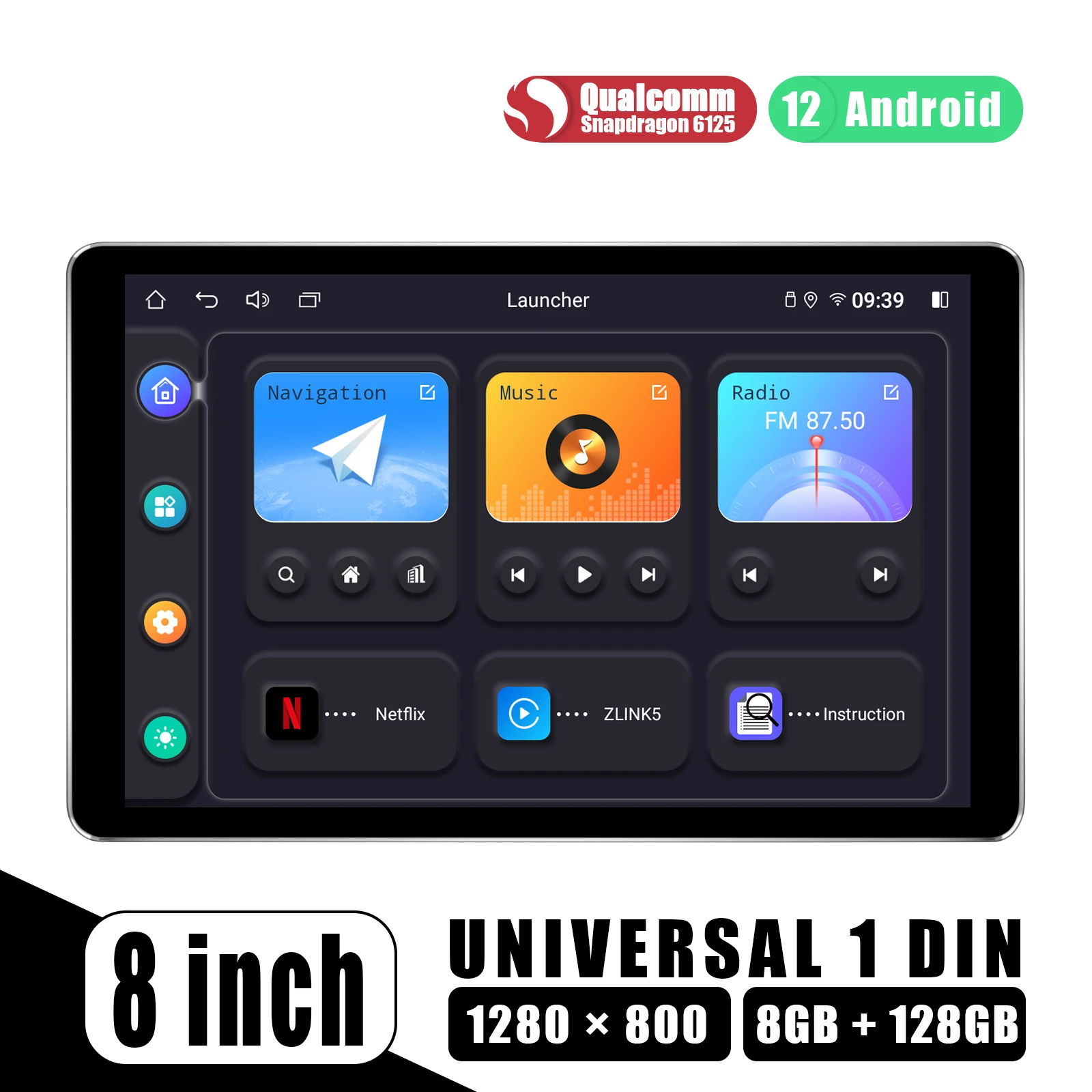 JOYING 8 Inch Android Car Radio Stereo Single Din HD1280*800 Universal Head Unit Andriod Auto Carplay Full Touch Screen